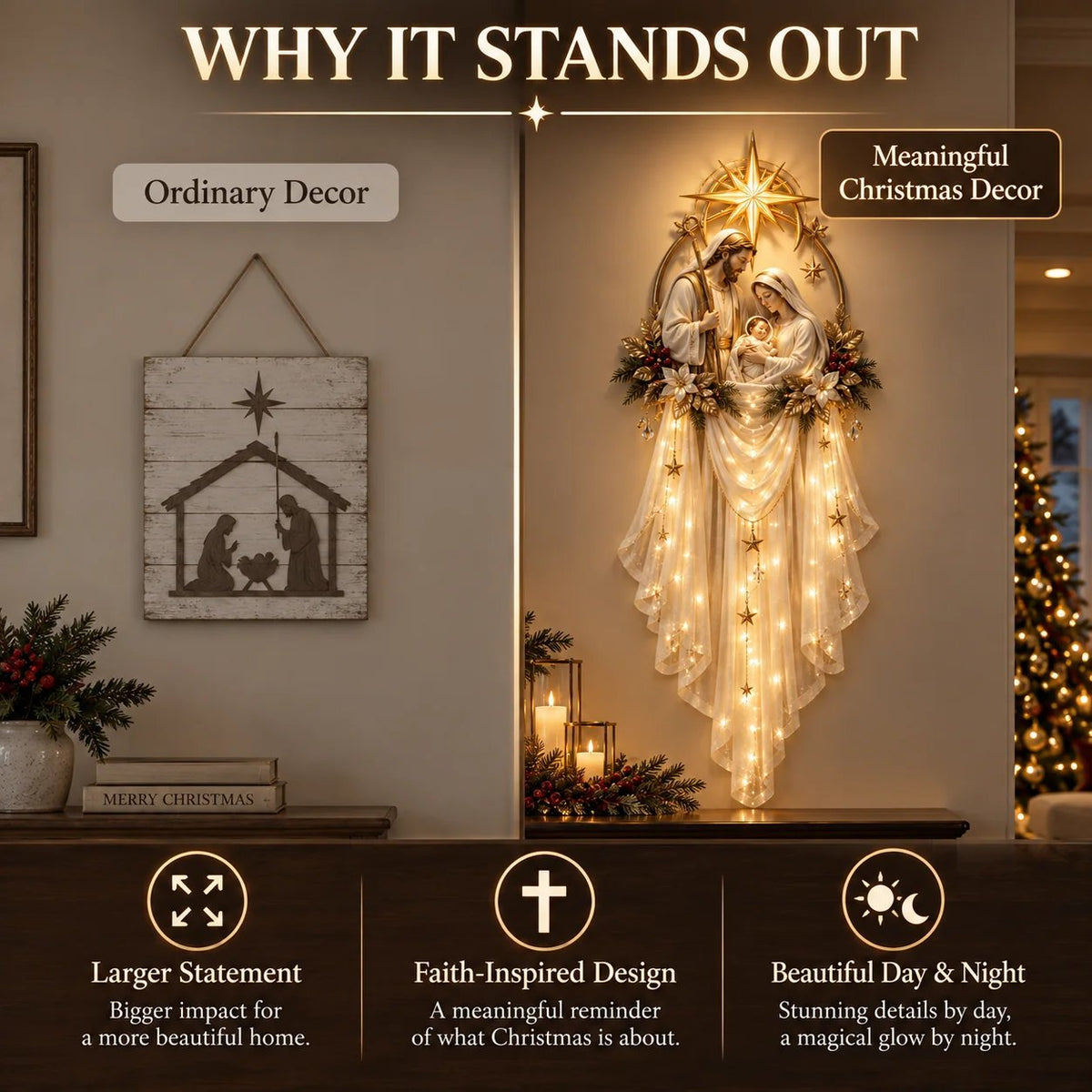 Holy Family Star Veil Meaningful Christmas Wall Decor