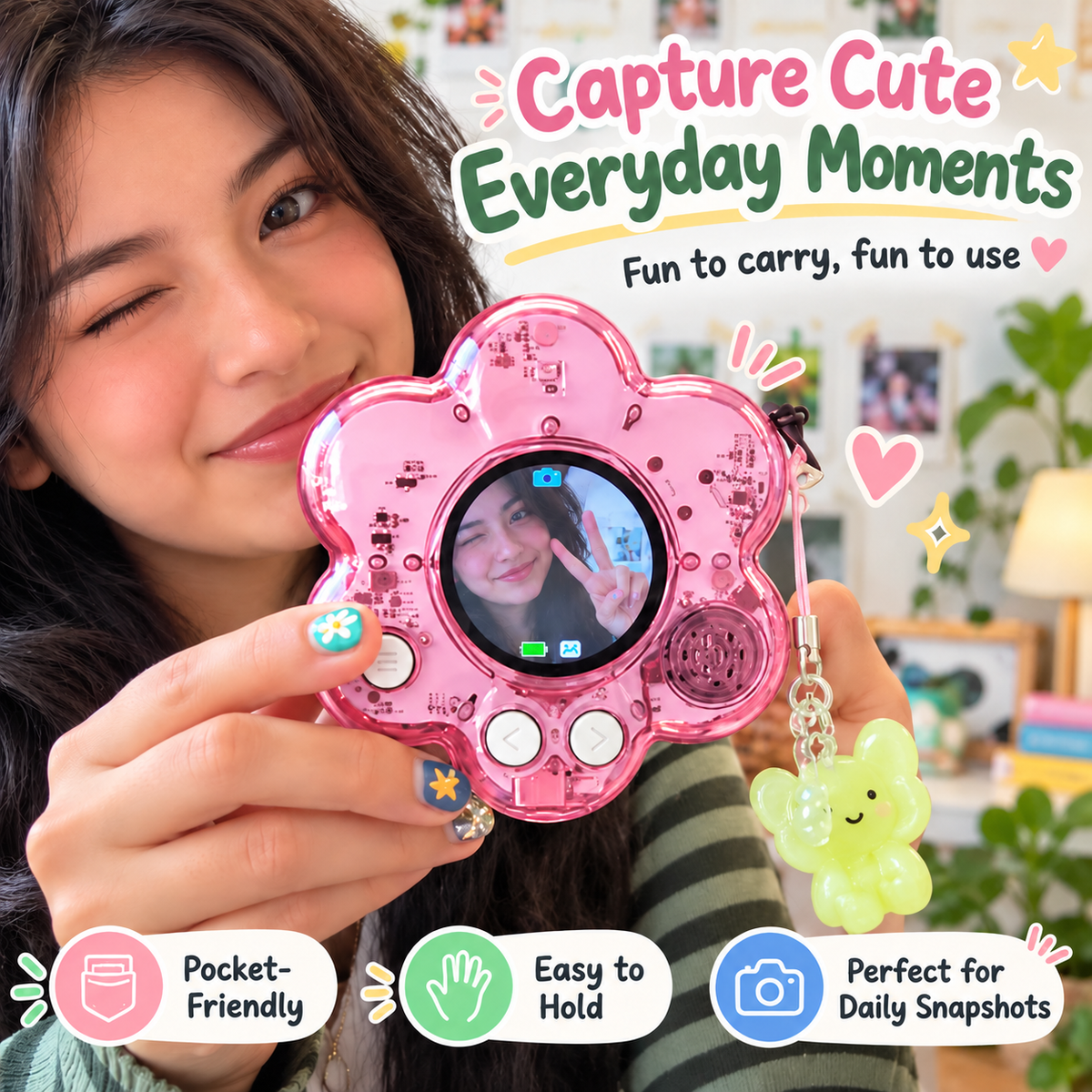 Flower Mini Digital Camera | Photo + Video Bag Charm Camera