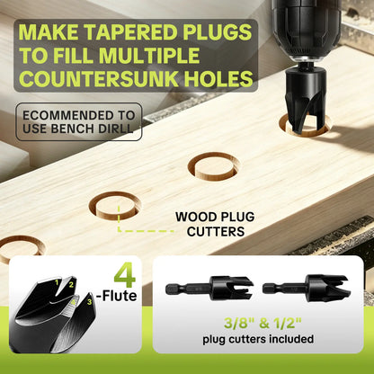15-Piece Countersink Drill Bit Set 1/4' Hex Shank, Depth Stop & Quick-Change Design