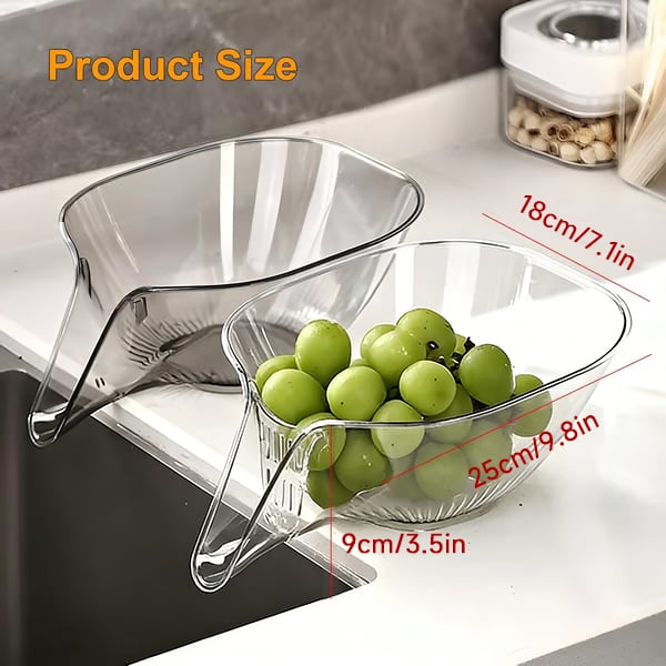 Drain Basket with Jumpstart Spout Accessories Gadgets for Washing Vegetables & Fruits