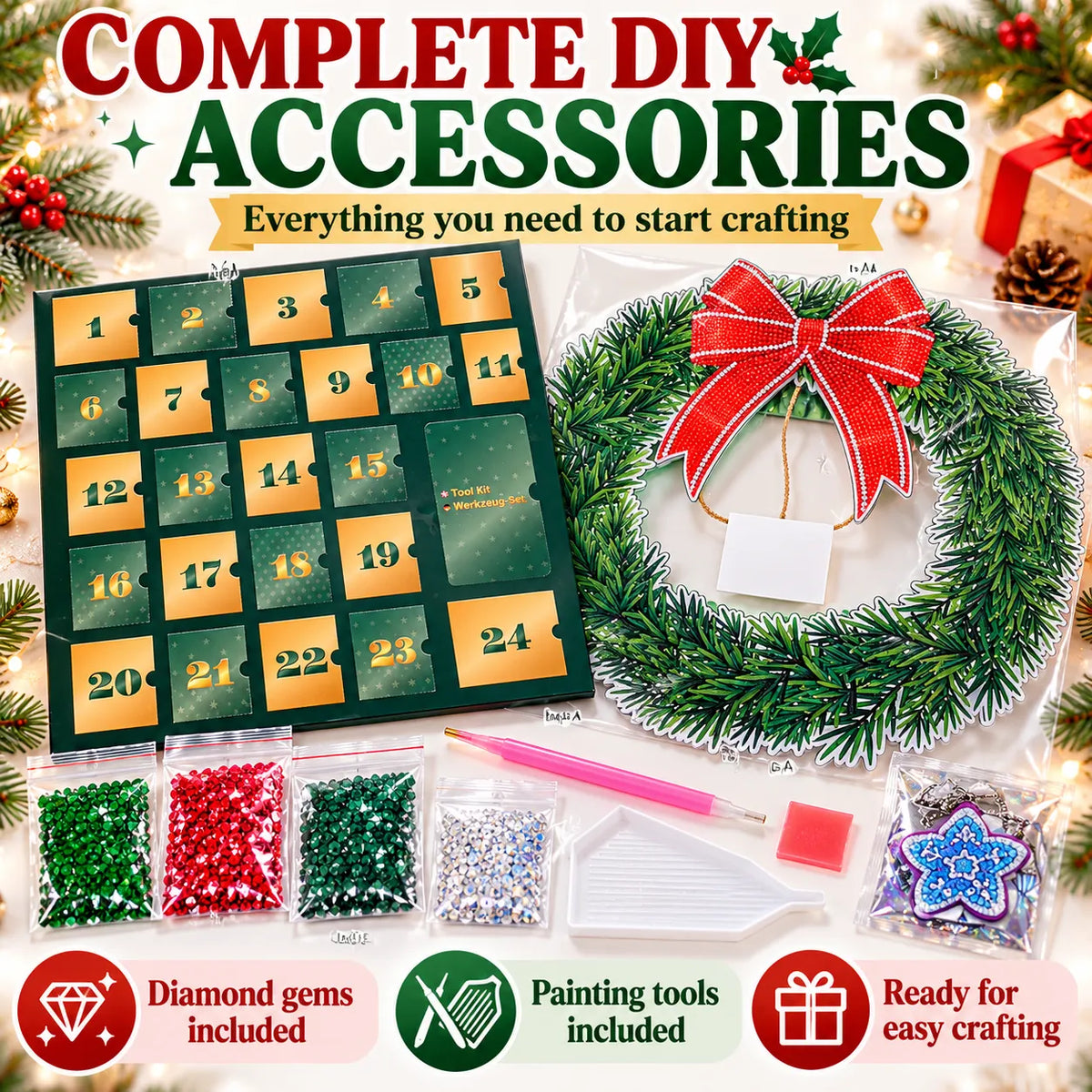 Beginner-Friendly 24-Day Diamond Art Wreath Advent Calendar Craft Your Christmas Countdown