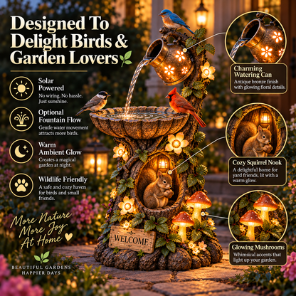 Only: Solar Birdbath Fountain Garden Decor A Cozy Wildlife Haven for Your Yard