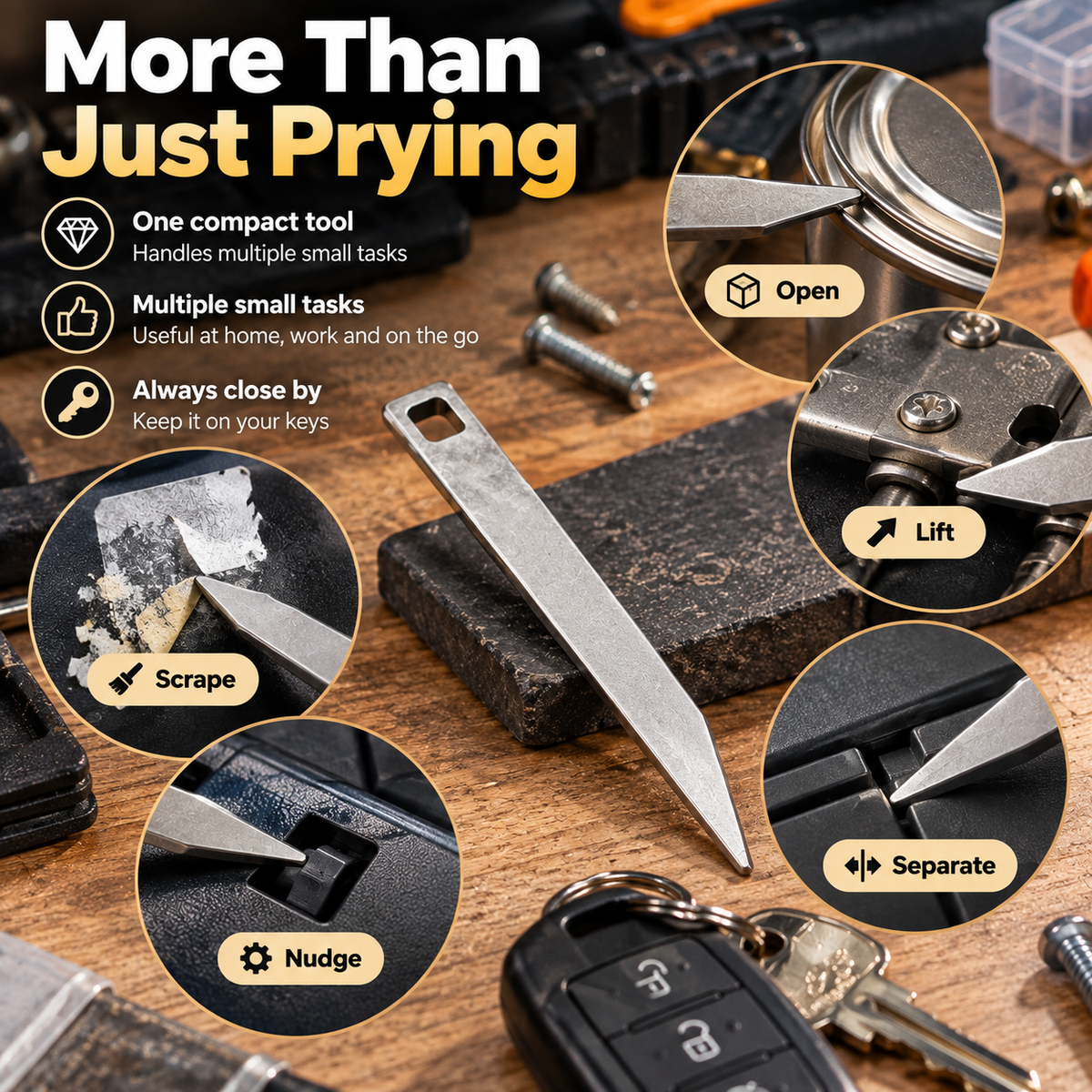 Pocket Pry Bar Compact EDC Keychain Tool for Everyday Tasks
