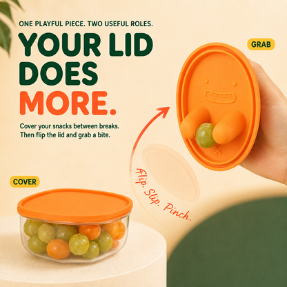 Snack & Grab Fruit Container Built-In Finger Tongs for Less-Mess Snacking