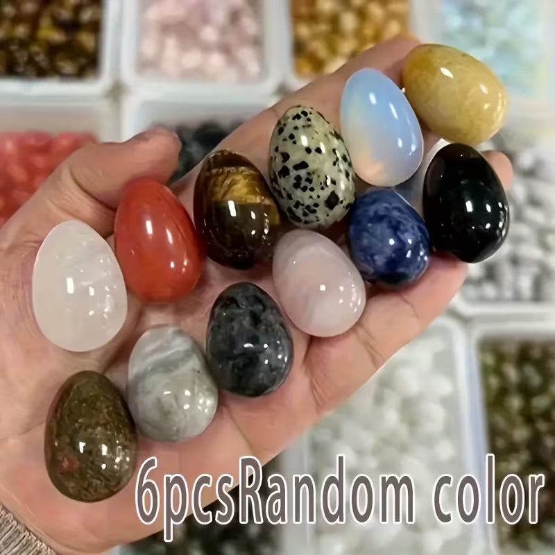 10Pcs Easter Egg Stones | Crystal Polished Gemstone Eggs | DIY Home Decor Accents