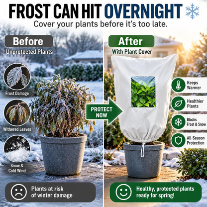 WINTER GARDEN ESSENTIAL | Plant Frost Protection Cover Breathable Reusable Cover for Shrubs, Pots & Young Trees