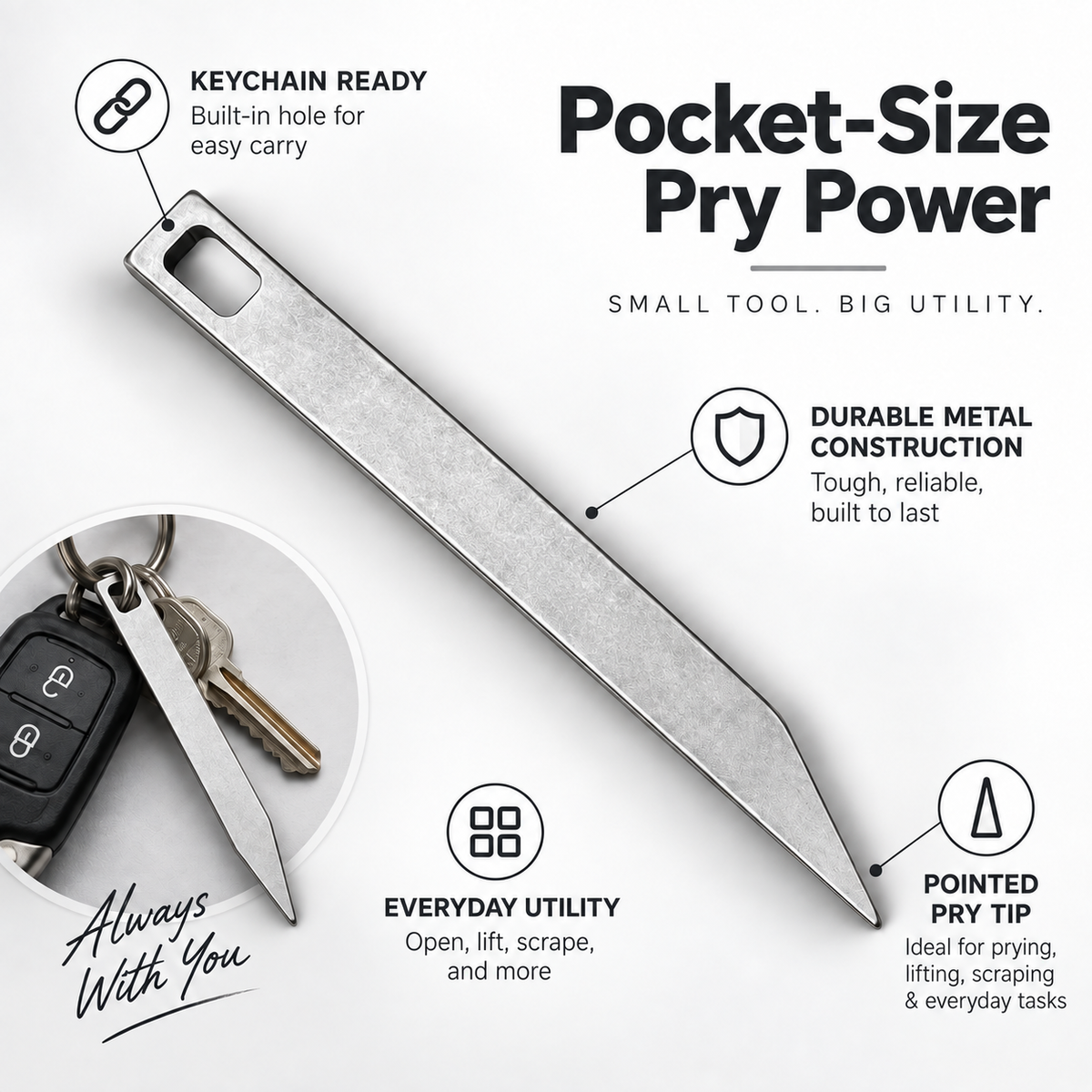 Pocket Pry Bar Compact EDC Keychain Tool for Everyday Tasks