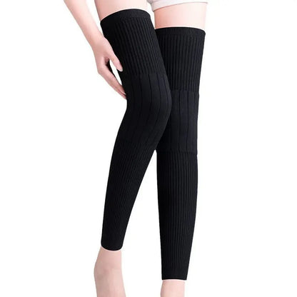 Fleece Knee Warmers Extended Thermal Knee Sleeves for Men & Women with Non-Slip Fit