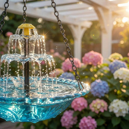 Year --Solar Cascade Hanging Bird Bath Fountain
