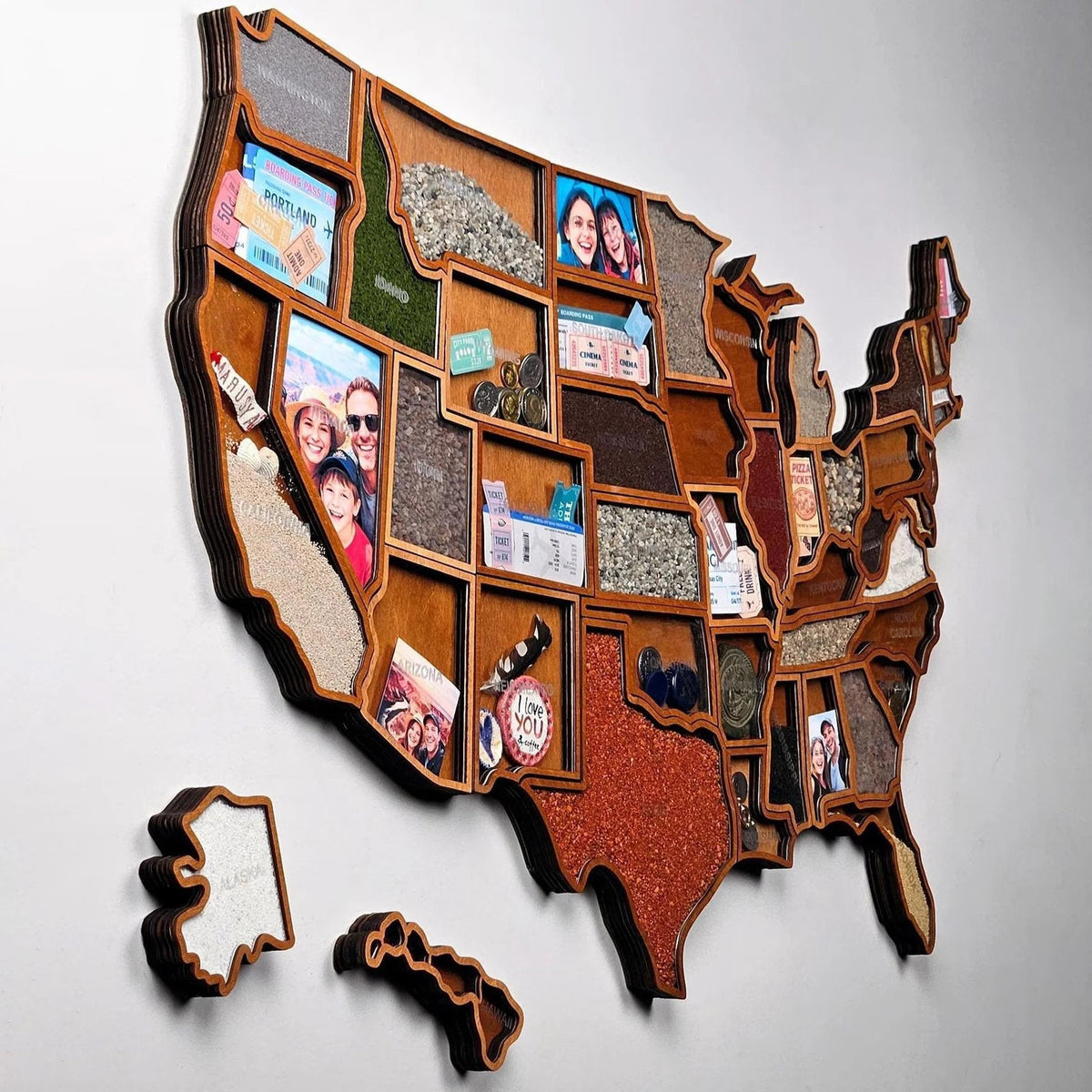 Personalized USA Travel Memory Map Collect & Display Your Travel Keepsakes