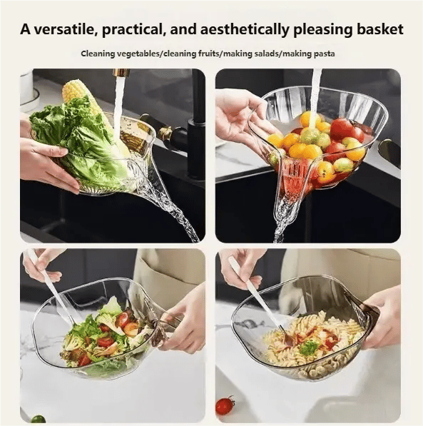 Drain Basket with Jumpstart Spout Accessories Gadgets for Washing Vegetables & Fruits