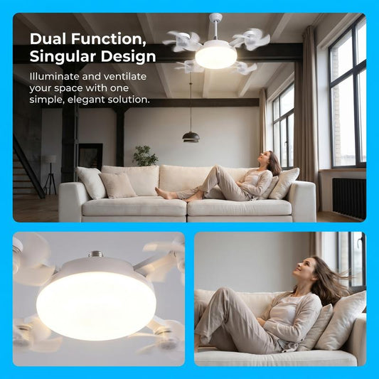 Ceiling Fan Light with Remote, Silent LED Fan & Light 2-in-1 for Bedroom