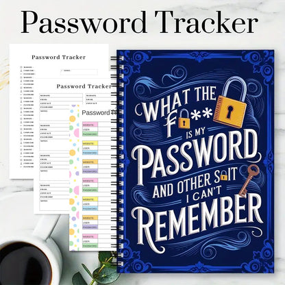 Funny Password Notebook - Spiral Bound with Lock Icons & Funny Security Phrases