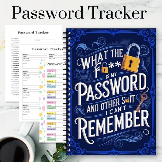 Funny Password Notebook - Spiral Bound with Lock Icons & Funny Security Phrases