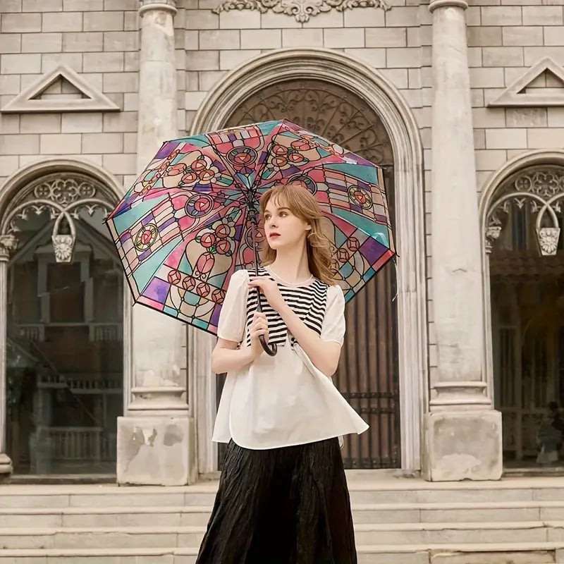 Cathedral Art Stained Glass Inspired Automatic Umbrella