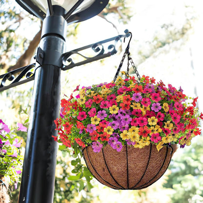 Simulated Hanging Flower Basket No Watering. No Wilting. Just Perfect Blooms
