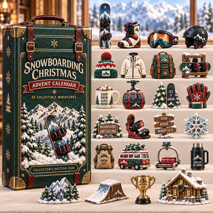 2026 Snowboarding Christmas Advent Calendar 24 Unique Collectible Miniatures for Snowboard Lovers & Mountain Adventures
