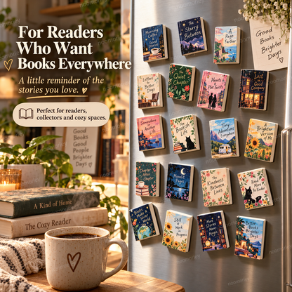 Tiny Library Mini Book Magnets 20-Piece Refrigerator Magnet Set