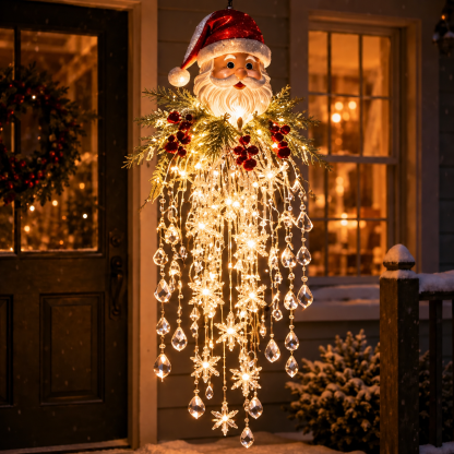 Crystal Cascade Christmas Light Hanging Snowflake & Crystal LED Porch D cor