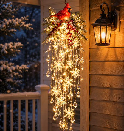 Crystal Cascade Christmas Light Hanging Snowflake & Crystal LED Porch D cor