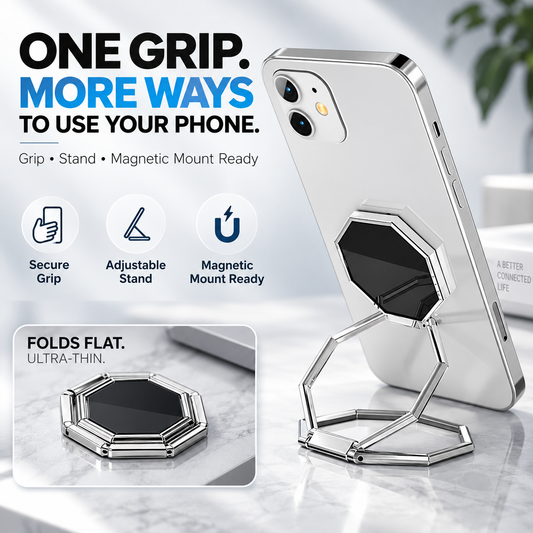 360 Rotating Foldable Phone Ring Holder Stand with Magnetic Mount Support