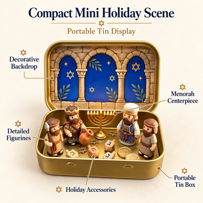 Pocket-Size Mini Nativity Scene Set with Storage Tin Christmas Tabletop Decor & Faith-Inspired Gift