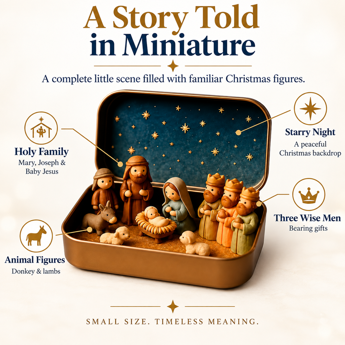 Pocket-Size Mini Nativity Scene Set with Storage Tin Christmas Tabletop Decor & Faith-Inspired Gift