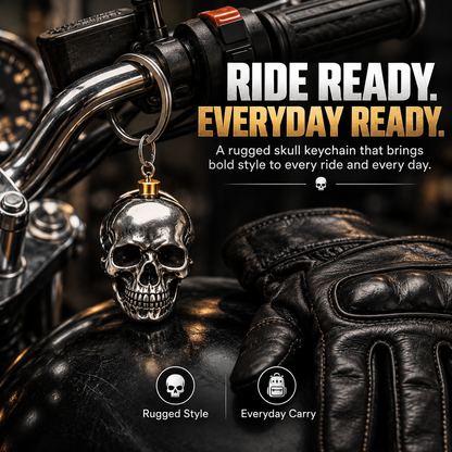 3D Stainless Steel Skull Keychain Gothic Biker EDC Key Ring