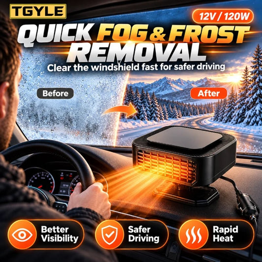 Portable Car Heater Defroster with 360-Degree Rotating Base