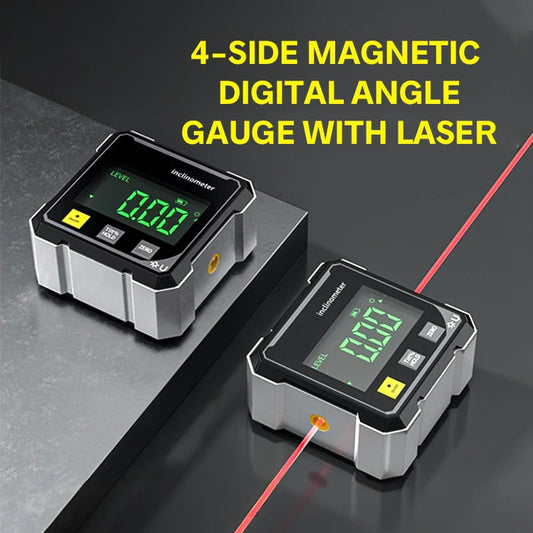 German Quality 4-Side Magnetic Digital Angle Gauge with Laser | Precision You Can Trust