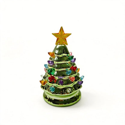 Mini 4.5-inch retro LED ceramic Christmas tree (lighted) suitable for holiday decor or as a gift