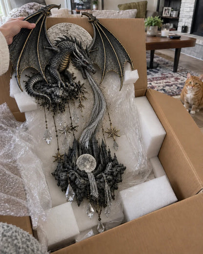 Dragonfire Moonlight Wall Lamp | Enchanted Fantasy Castle Decor