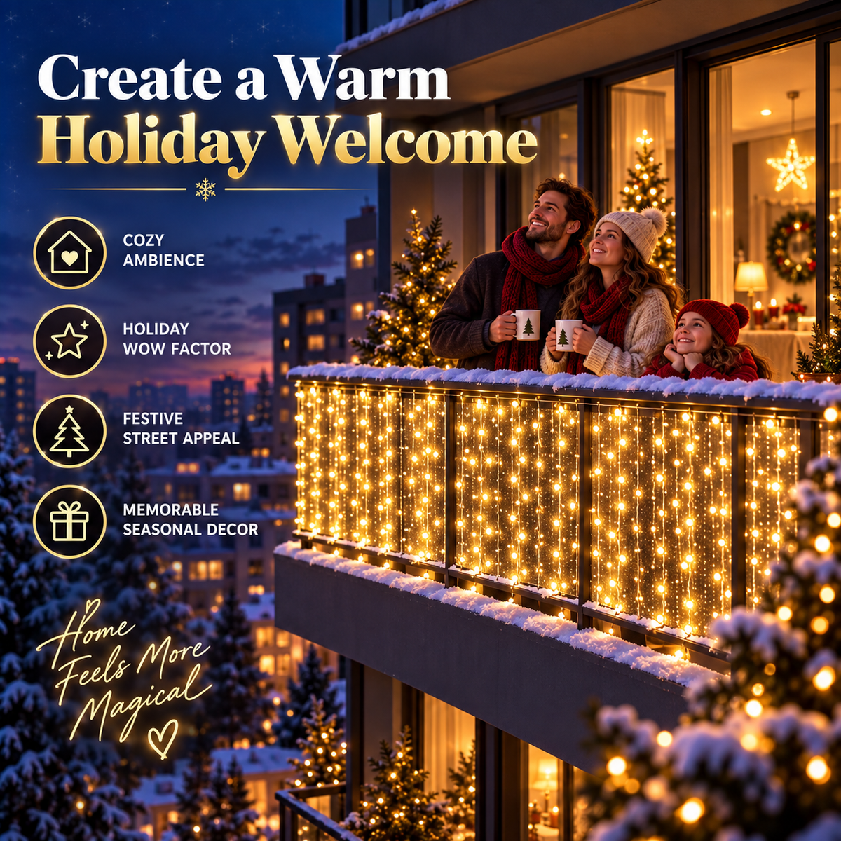 RGB Pixel Smart Curtain Lights | App Controlled Animated Holiday Lights for Window & Balcony, 2m 1.5m