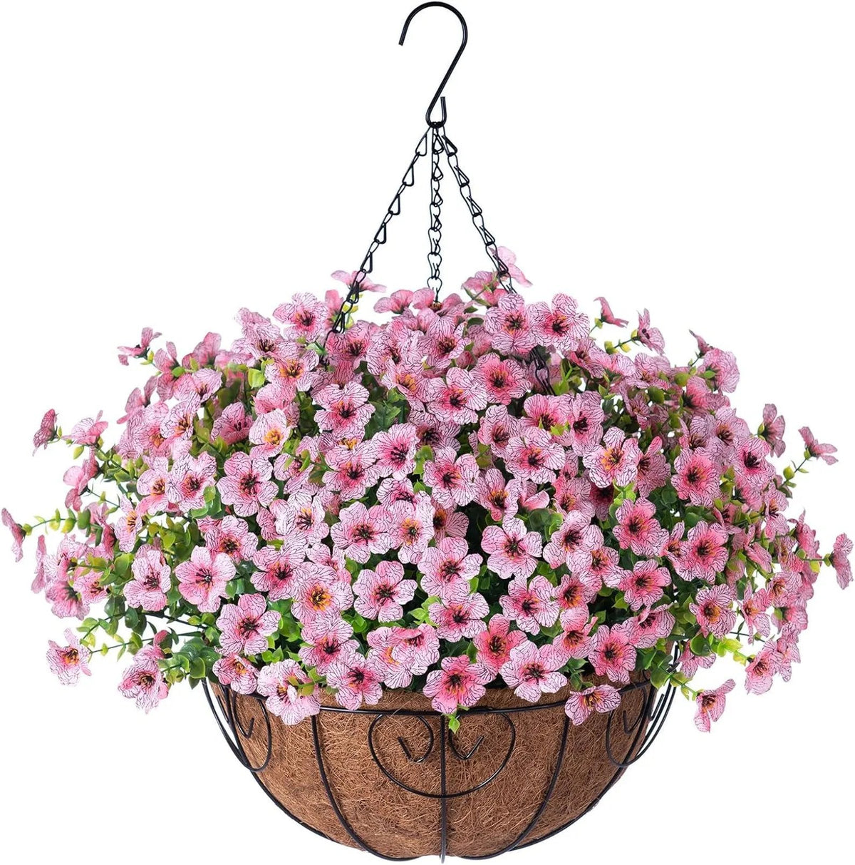 Simulated Hanging Flower Basket No Watering. No Wilting. Just Perfect Blooms