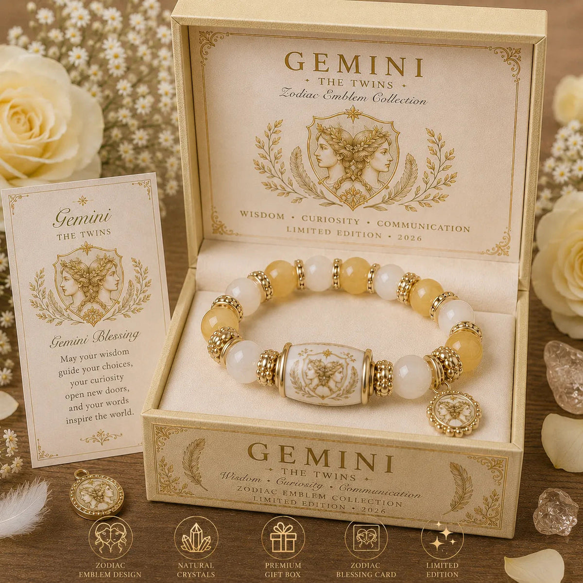 Limited Edition 12 Zodiac Bracelet Natural Chalcedony, Your Sign, Your Energy