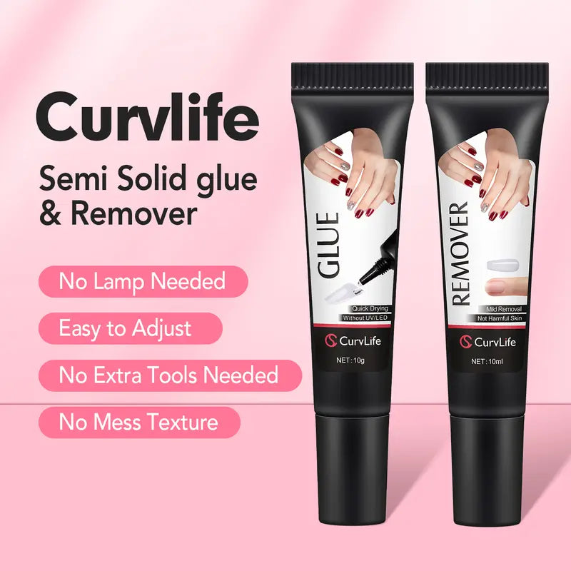Newly Upgraded 15g Quick-Drying Semi-Solid Nail Glue with 15ml Remover