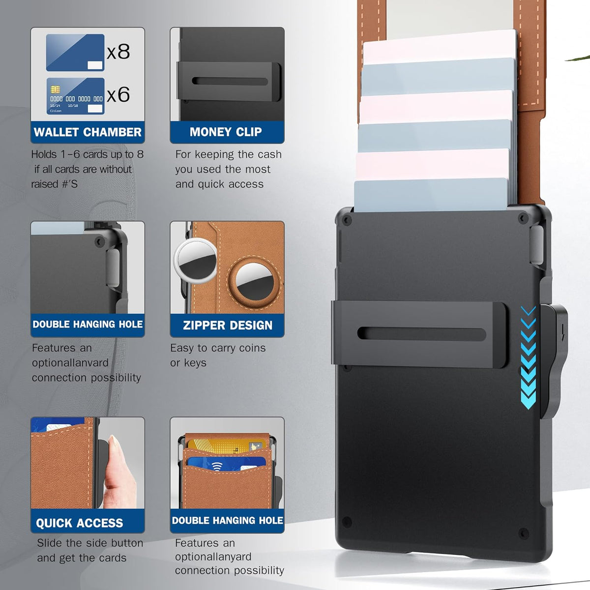 Men's Business Style Pu Leather Card Slots for Airtag, Rfid Blocking Wallet for Daily & Back To School (not Airtag)