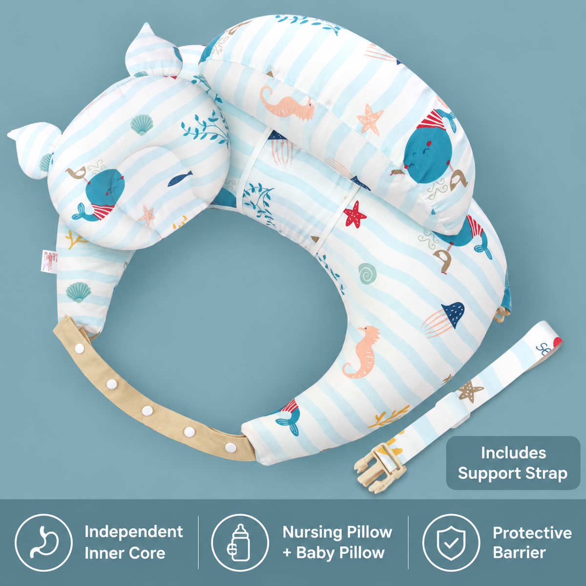 Wearable Nursing Pillow Wraparound Feeding Cushion with Adjustable Strap
