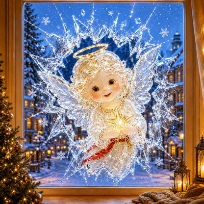 19.7'' Crystal Christmas Break-In Window Decal Shattered-Glass Holiday Window Decoration