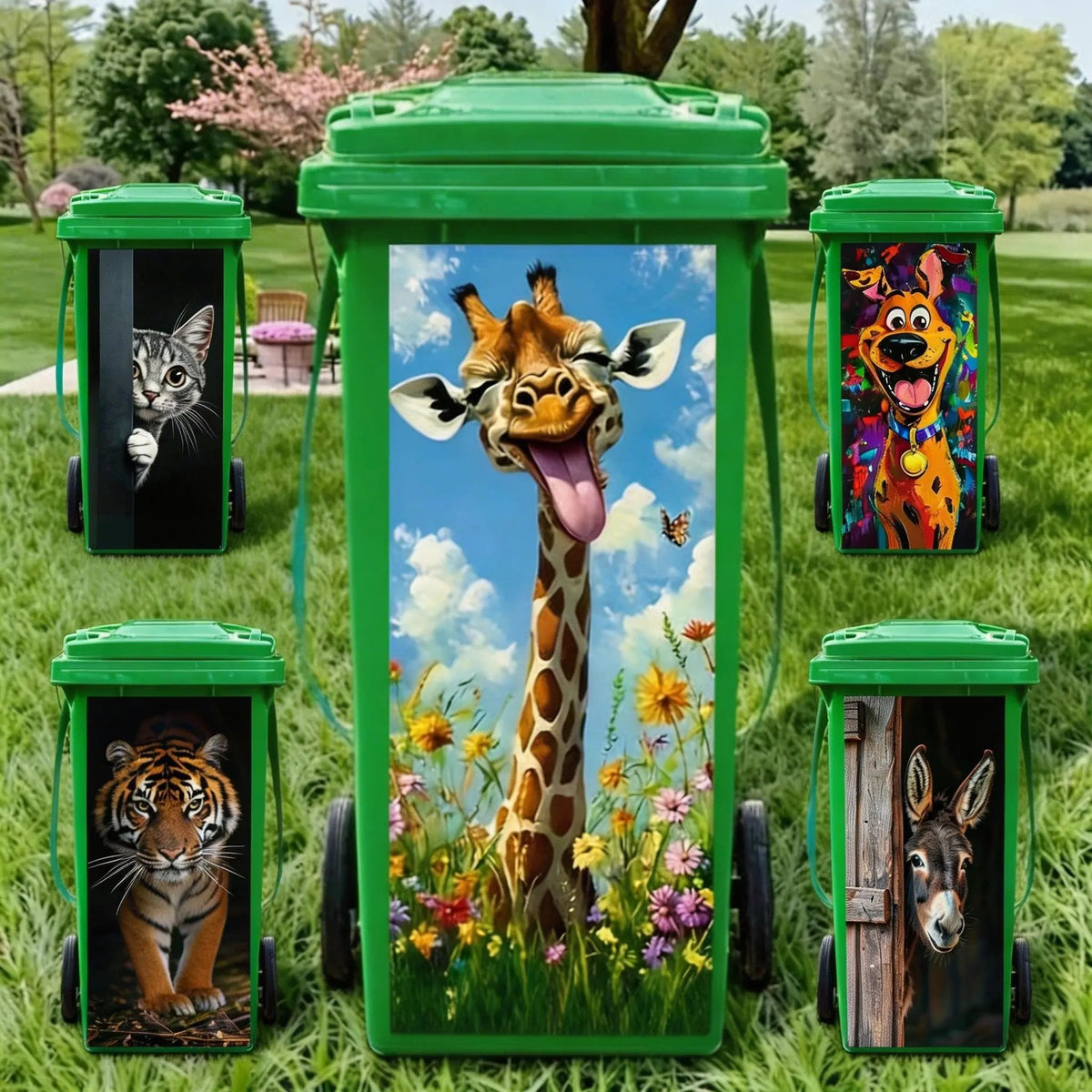 Creative Colourful Cartoon Trash Can Sticker, DIY Funny Bin Decal for Home Bathroom Kitchen&Brighten Your Community