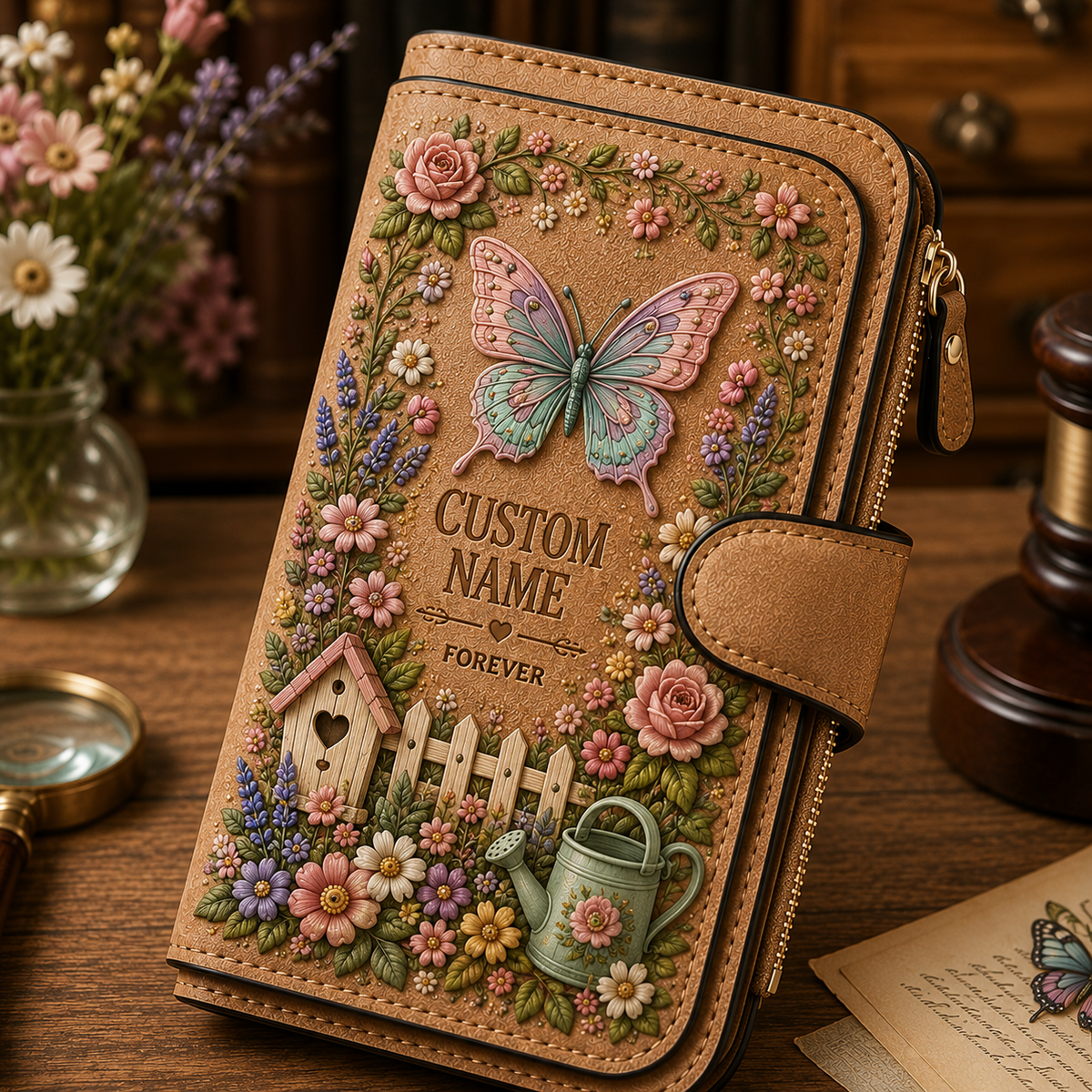 Personalized Garden Embossed Wallet - Perfect Gift For Her