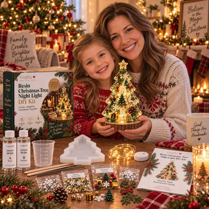 Beginner-Friendly Resin Christmas Tree Night Light DIY Kit | Complete Kit with Mold, Resin