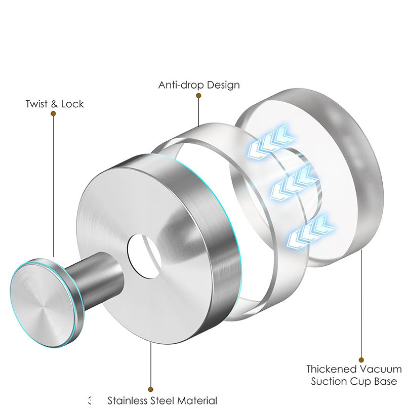 Stainless Steel Suction Cup Hook 6/4/2 PCS for Towels & Robes Hook, Drill-Free Kitchen Hanger
