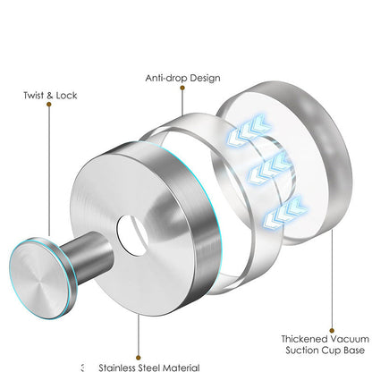 Stainless Steel Suction Cup Hook 6/4/2 PCS for Towels & Robes Hook, Drill-Free Kitchen Hanger