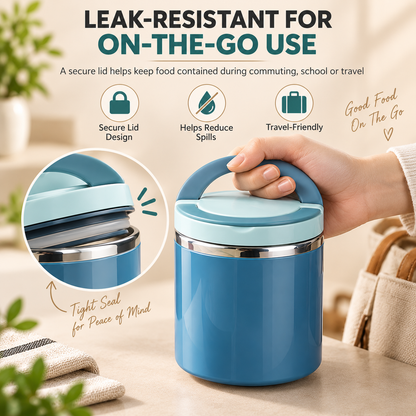 Insulated Stainless Steel Lunch Container with Carry Handle Leak-Resistant Thermal Food Jar