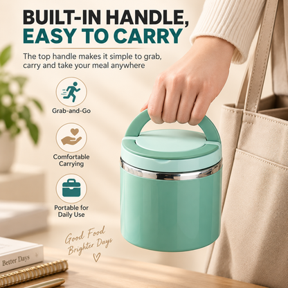 Insulated Stainless Steel Lunch Container with Carry Handle Leak-Resistant Thermal Food Jar