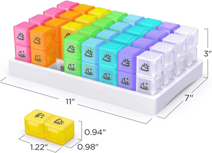 Monthly AM/PM Pill Organizer 30-Day Twice-Daily Medicine & Vitamin Case with Labels