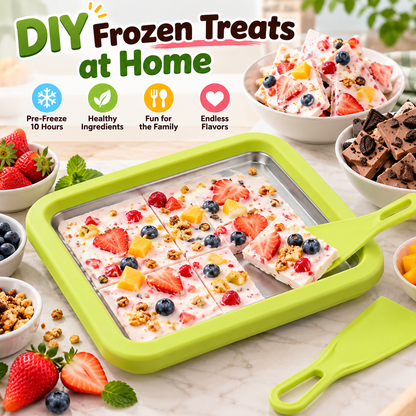 DIY Ice Cream & Frozen Yogurt Maker Pre-Freeze Stainless Steel Tray with Scrapers