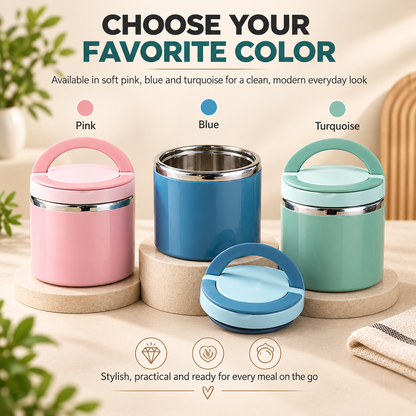 Insulated Stainless Steel Lunch Container with Carry Handle Leak-Resistant Thermal Food Jar