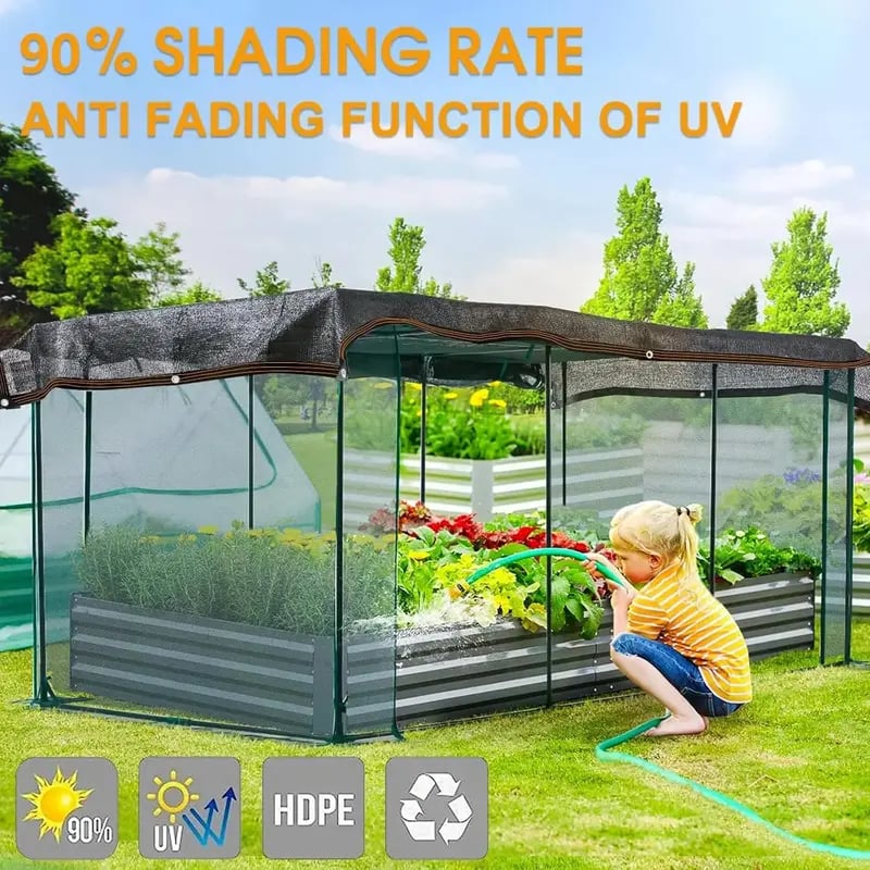 Blackout Cloth (Black) - 10 x 13ft UV-Resistant Shade Net with Reinforced Rivets